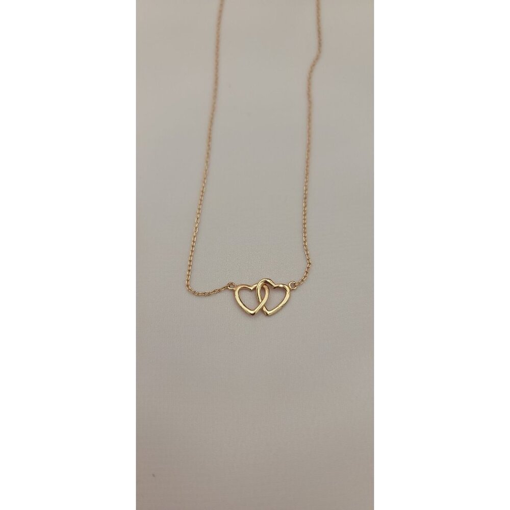 ATI 925 sterling silver rose gold vermeil interlocking double heart 18 inch neck